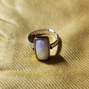 Elegant Silver and Gold Ring with White Stone